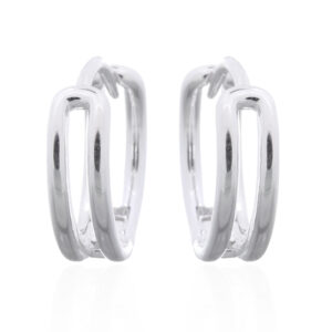 A pair of double bar hinged 925 sterling silver hoop earrings