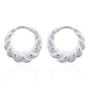 A pair of 925 sterling silver hinged croissant twisted round hoops