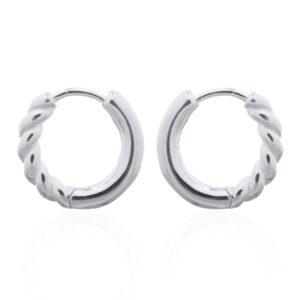A pair of 925 sterling silver half twisted half tubular hoops with hinge