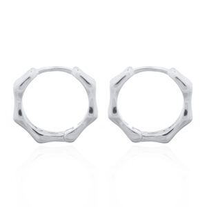 A pair of double 925 sterling silver bone hoop earrings