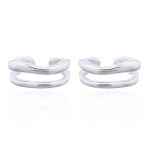 A pair of double layer irregular shape 925 silver ear cuff earrings