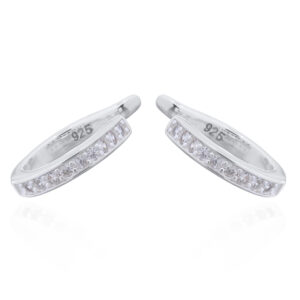 A pair of row of pinpoint set clear cz 925 silver ear cuffs