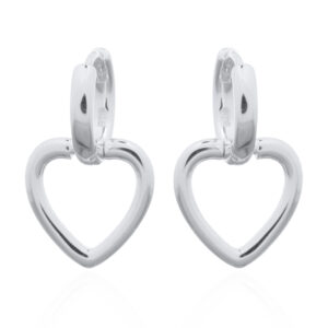 A pair of heart swivel on hoops 925 silver hoop earrings