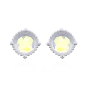 A pair of half glass orb 925 sterling silver stud earrings