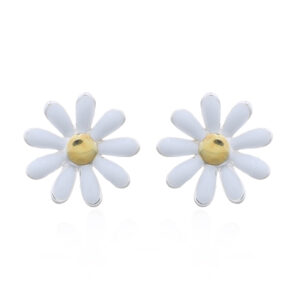 A pair of 925 sterling silver and enamel flower stud earrings