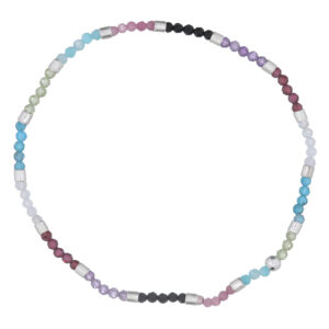 A enchanting mixed stones stretchable bracelet with 925 silver spacer