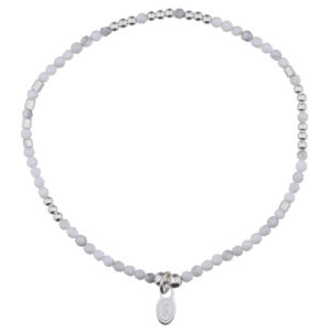A howlite white stone with 925 silver charm stretchable bracelet