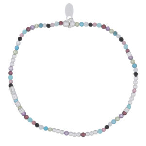 A fancy multi-color stones with 925 silver charm stretchable bracelet