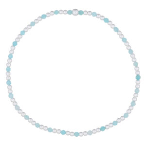 A delicate and versatile amazonite elastic sterling silver bracelet