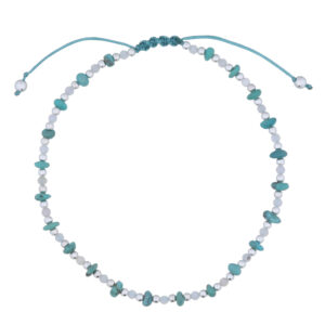 A turquoise and pink opal with silver bead spacer 925 silver bracelet