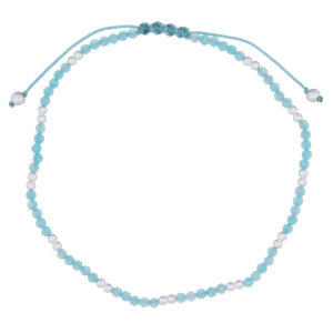 A natural amazonite stone with 925 silver spheres polyester bracelet