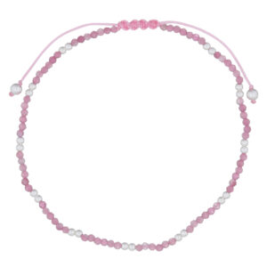 A girly stylish tourmaline stone with silver spheres polyester bracelet