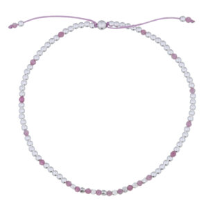 A beaded 925 sterling silver with pink tourmaline stone bracelet