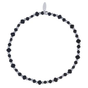 A beaded black agate with 925 silver spacer bracelet