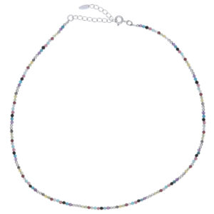 A simple and fashionable mixed stones sterling silver choker necklace