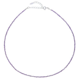 A dainty amethyst sterling silver choker necklace