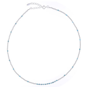 A fancy choker blue apatite and 925 silver beads