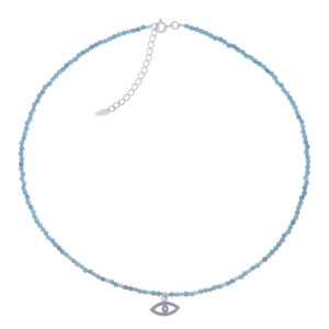 A howlite gemstone necklace beaded evil eye 925 silver charm