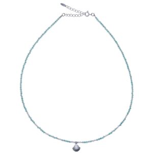 A silver shell charm rainbow moonstone and amazonite necklace