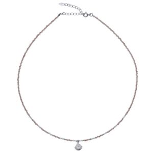 A silver shell charm rainbow moonstone and rhodonite necklace