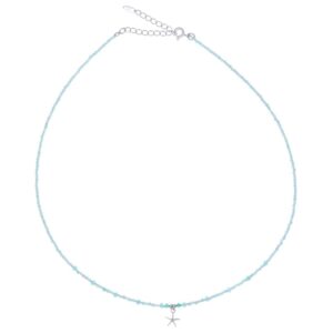 A 925 starfish charm with green agate and amazonite necklace