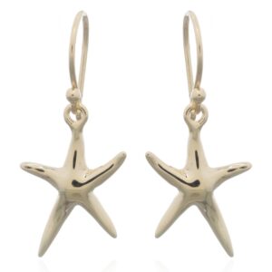A pair of 925 sterling silver starfish gold plated dangle earrings