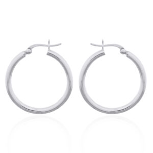 A pair of classy plain 925 sterling silver hoop earrings
