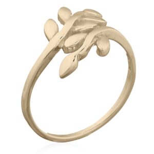 A sterling silver openwork delicate twigs with leaves gold plated ring