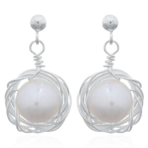 A pair of hand wired 925 sterling silver with fresh water pearl stud earrings