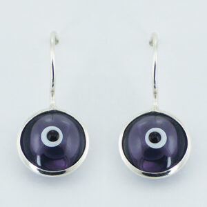 A pair of glass 925 sterling silver earrings small chic purple saucers