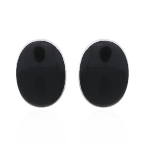A pair of oval shaped black resin 925 silver stud earrings