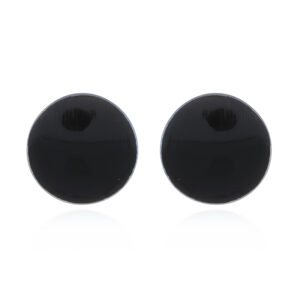 A pair of round shaped black resin 925 silver stud earrings