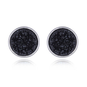 A pair of druzy black rounded 925 silver stud earrings