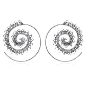 A pair of dainty mandala sterling silver spiral earrings