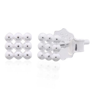 A pair of 925 sterling silver bead square shaped stud earrings