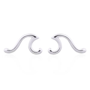A pair of tiny sea wave stud earrings 925 sterling silver