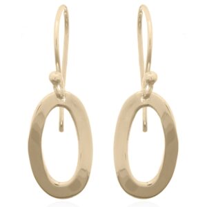 A pair of small twisted flat gold plated 925 silver oval dangle earrings