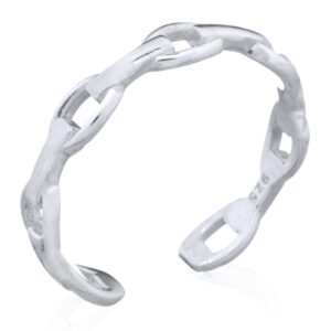 A 925 sterling silver square chain linked toe ring