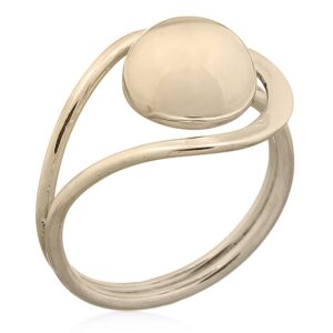 A contemporary graceful semi-sphere design gold plated ring