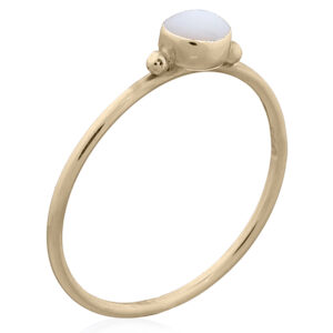 A 925 silver round mother of pearl gold plated ring