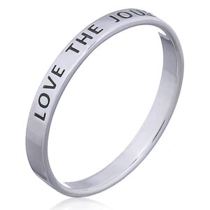 A "love the journey" sterling silver men size band ring