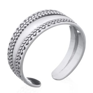 A 925 silver large size double braid illusion with bulged center open ring