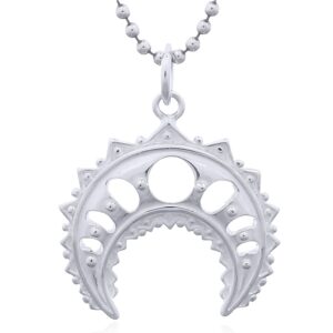 A rhodium plated inverted moon pendant