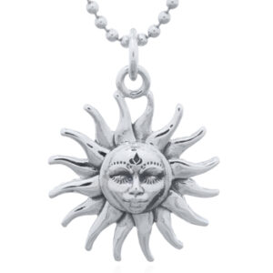 An artistic tribal sun face 925 sterling silver pendant