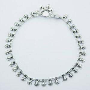 A magnificent exotic flowers sterling silver anklet chain