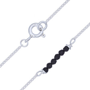 A 925 silver black agate beaded anklet