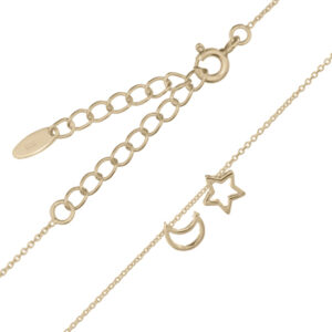 A moon and star gold plated 925 cable chain necklace