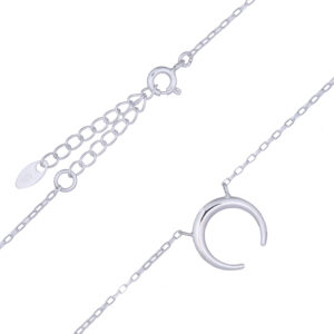A paper clip box chain crescent moon sterling silver necklace