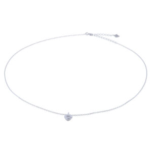 A clear heart shaped cz wavy 925 silver surround necklace
