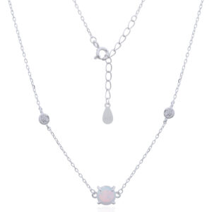 A 925 sterling silver synthetic opal necklace